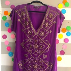 Hale Bob Purple Embellished Dress